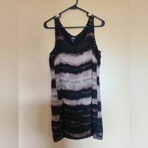 Authentic Icon Black and Brown Sleeveless Dress Metal Grommet Details Wmns L